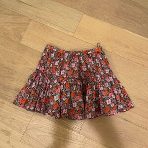 J. CREW Tiered Mini Skirt in Red/Pink Floral pattern